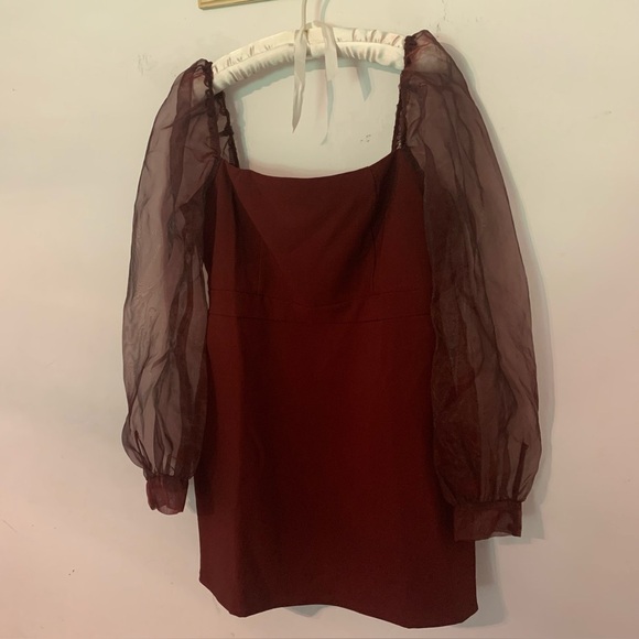 Fashion Nova Womens Cocktail Clubwear Sheer Puff Long Sleeve Mini Dress Size XL - Picture 7 of 14